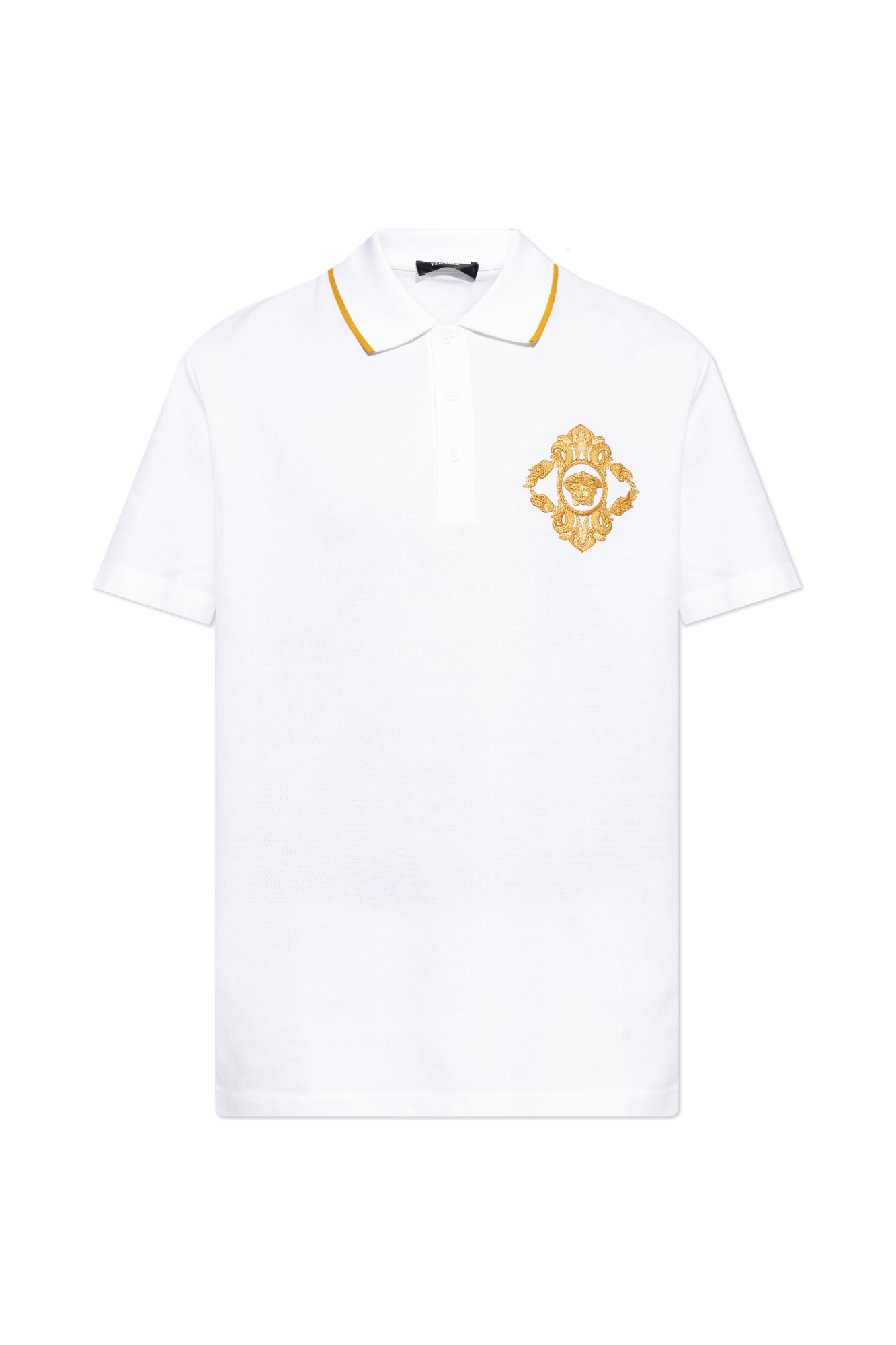 Tシャツ・カットソー VERSACE PIQUET POLO SHIRT WITH EMBROIDERY Versace Black Piquet Polo Shirt | italist